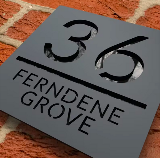 Black Square Acrylic Address Sign