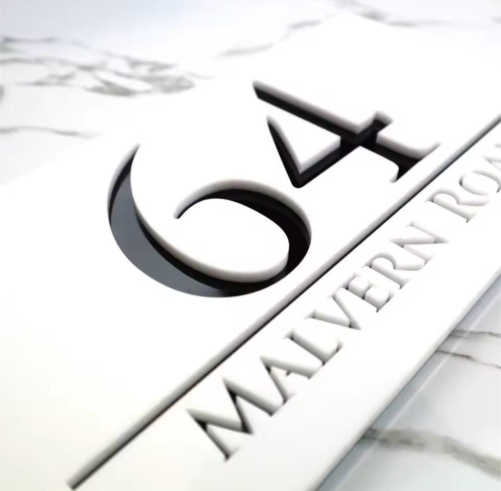 White Acrylic Address Sign