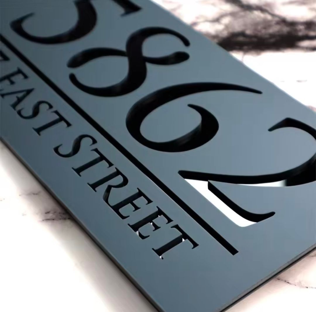 Black Acrylic and Black Font Custom Address Sign