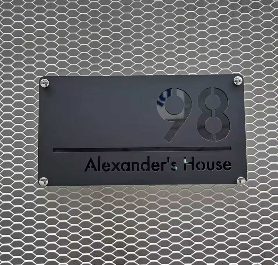 Black Acrylic Address Sign