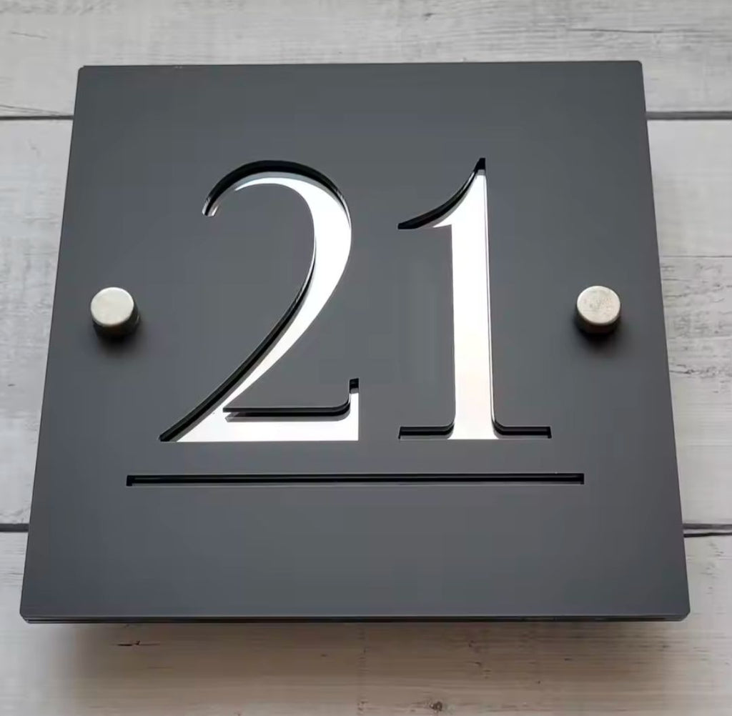 Grey Square Acrylic Address Sign