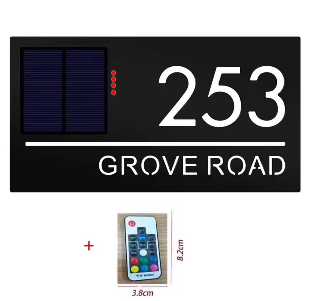 Solar Custom Acrylic House/Letterbox Sign