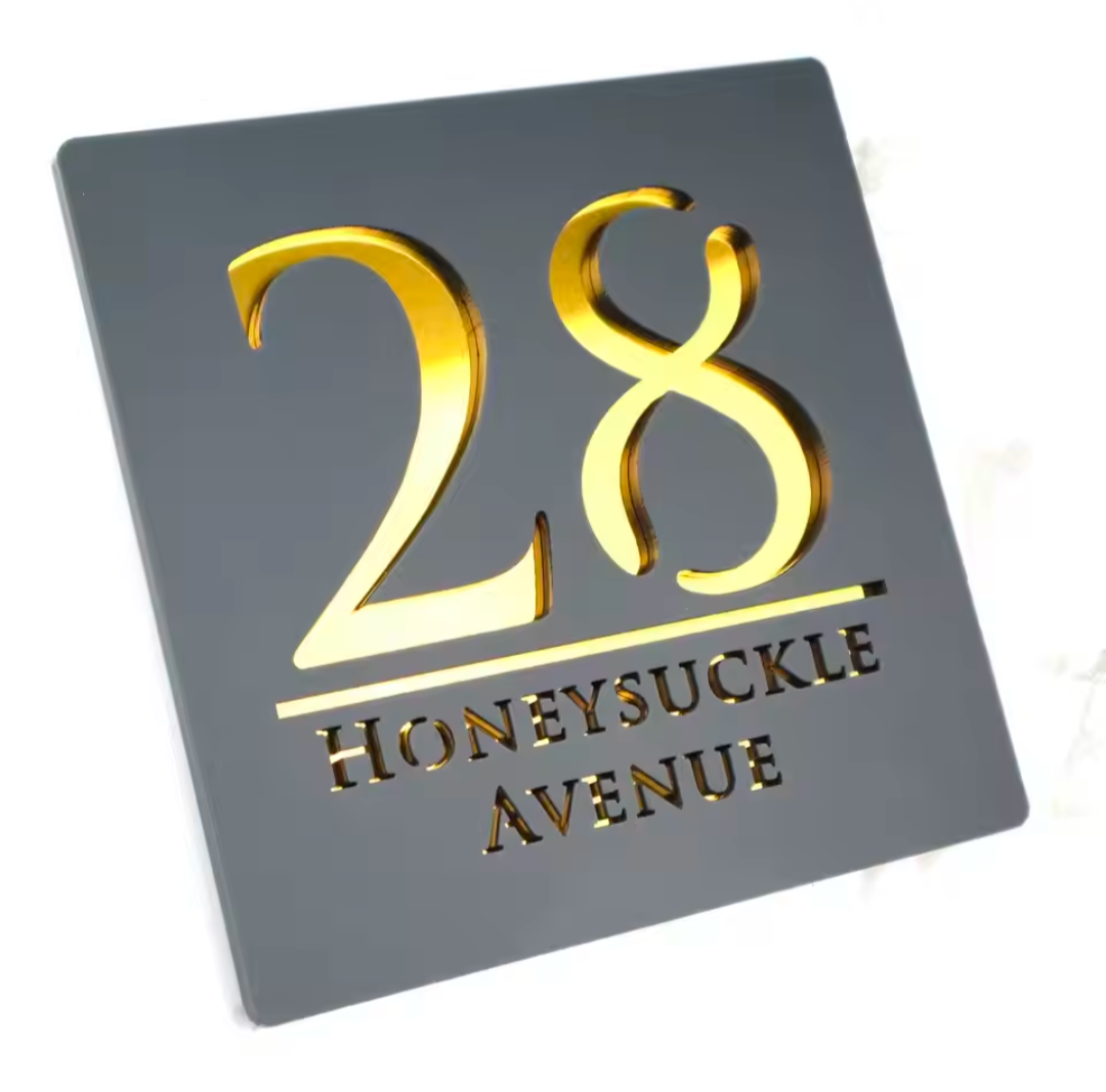 Grey Acrylic Address Sign