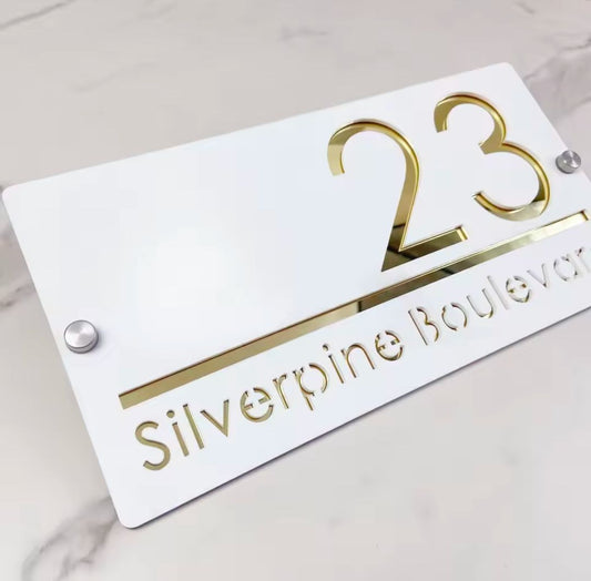 White Acrylic Address on 2 Stand-offs Sign