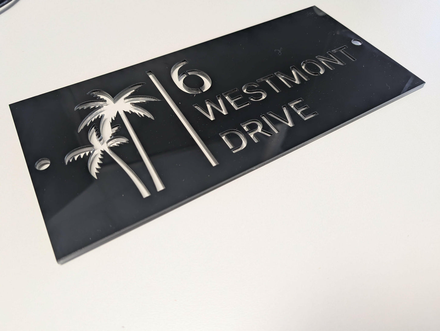 Coastal square palms acrylic custom address sign.