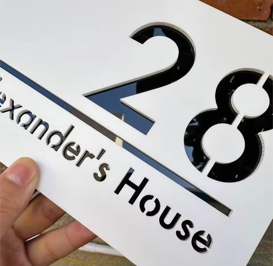 White Acrylic Address Sign