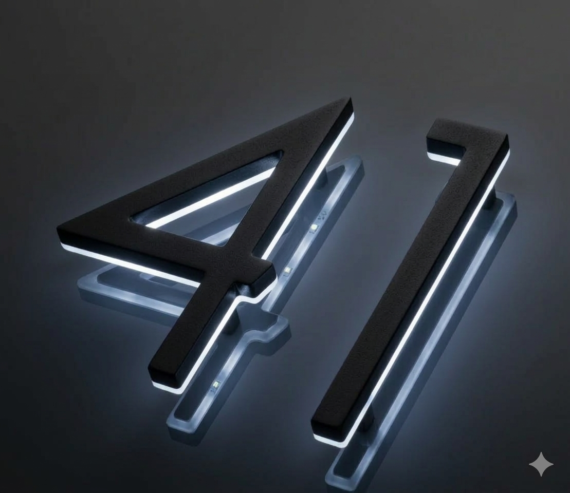 Custom Matte Black LED House Numbers – Bungalow Signs