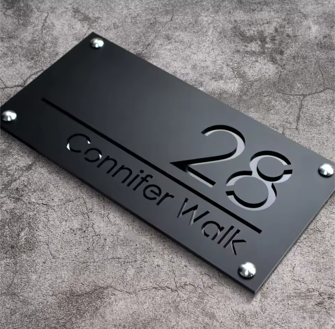 Black Acrylic Address Sign