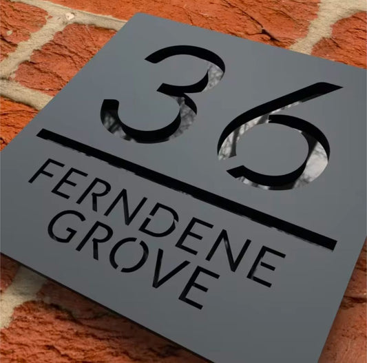 Black Square Acrylic Address Sign