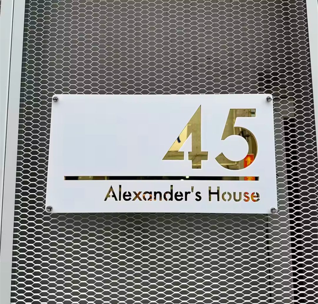 White Acrylic Address Sign