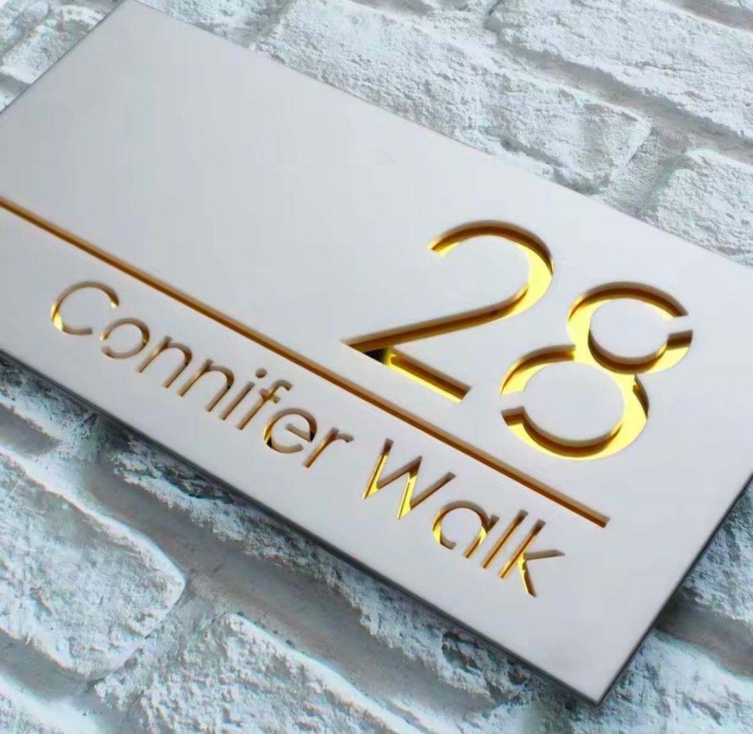 White Acrylic Address Sign