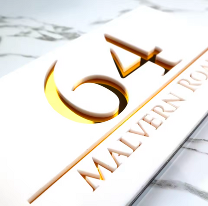 White Acrylic Address Sign