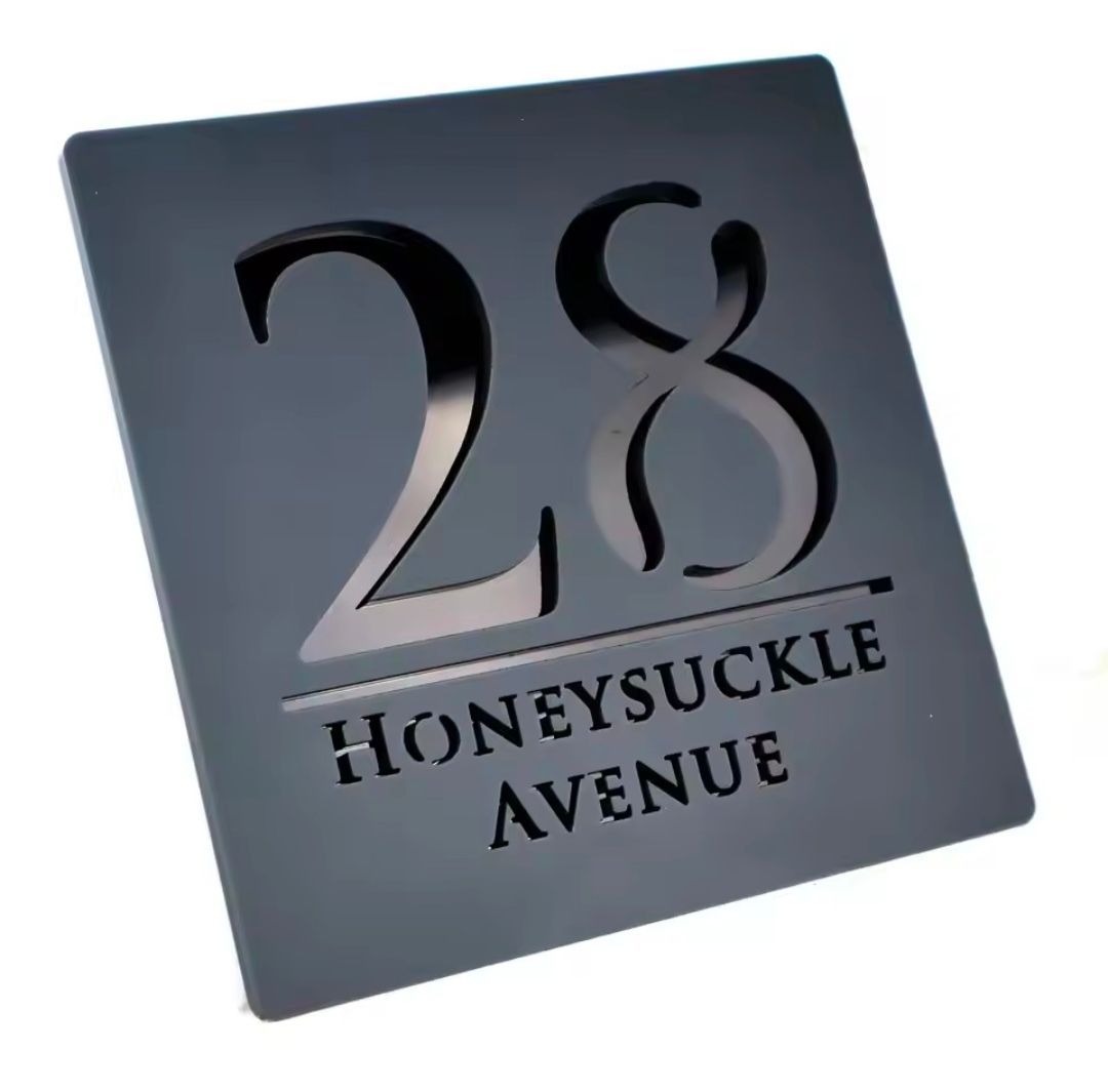 Grey Acrylic Address Sign