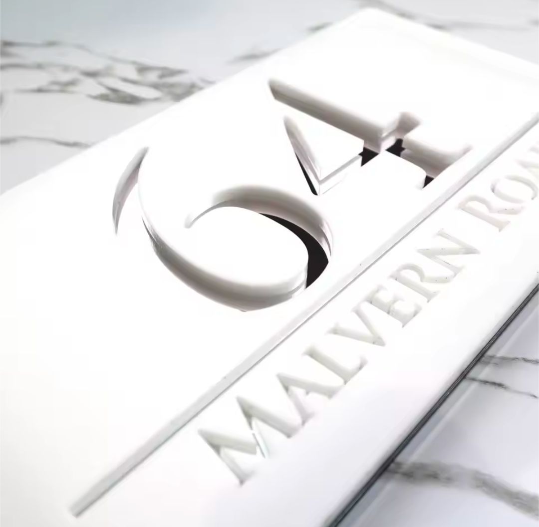 White Acrylic Address Sign