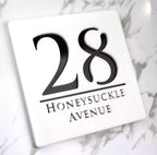 White Square Acrylic Address Sign
