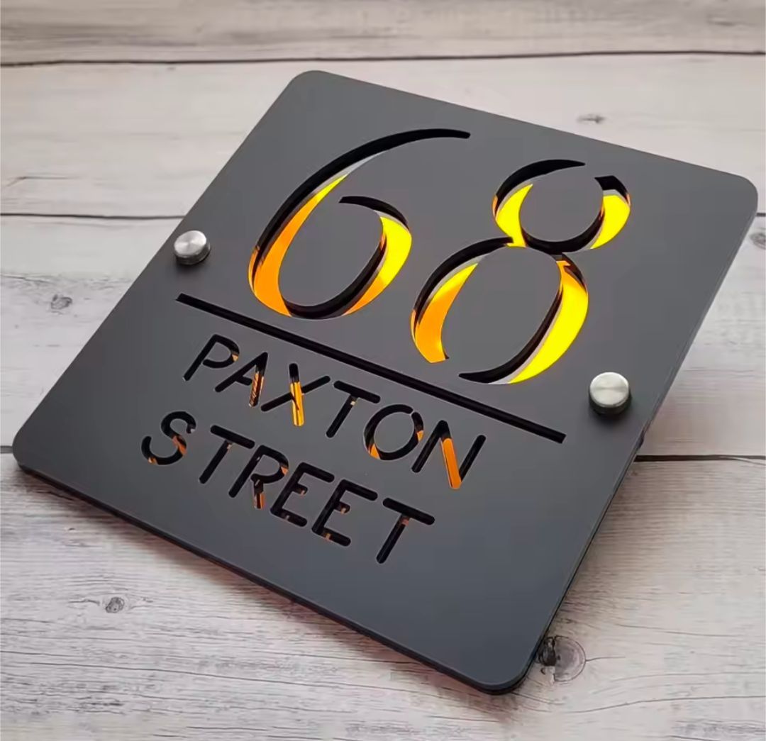 Grey Square Acrylic Address Sign