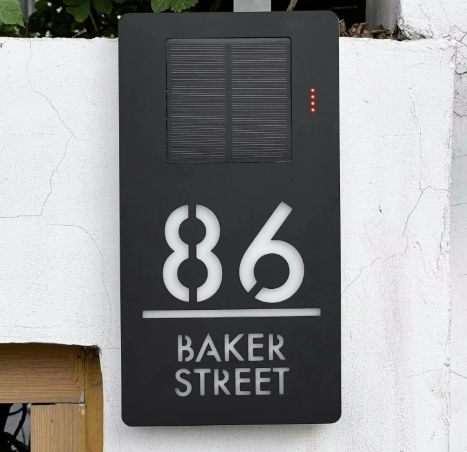 Custom Solar Sign Custom Address Sign Solar LED Light Modern Residential Address Sign 3D ...